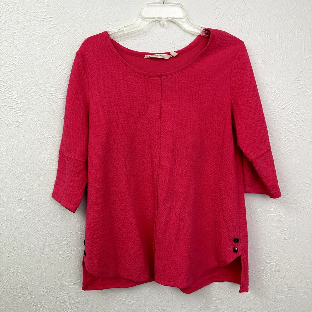 Soft Surroundings Pink Cozy Three-Quarter Sleeve Top